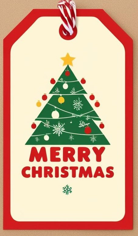 Tan Backed Christmas Tree Gift Tag