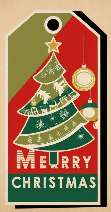 Christmas Tree with Gold Ornament Gift Tag